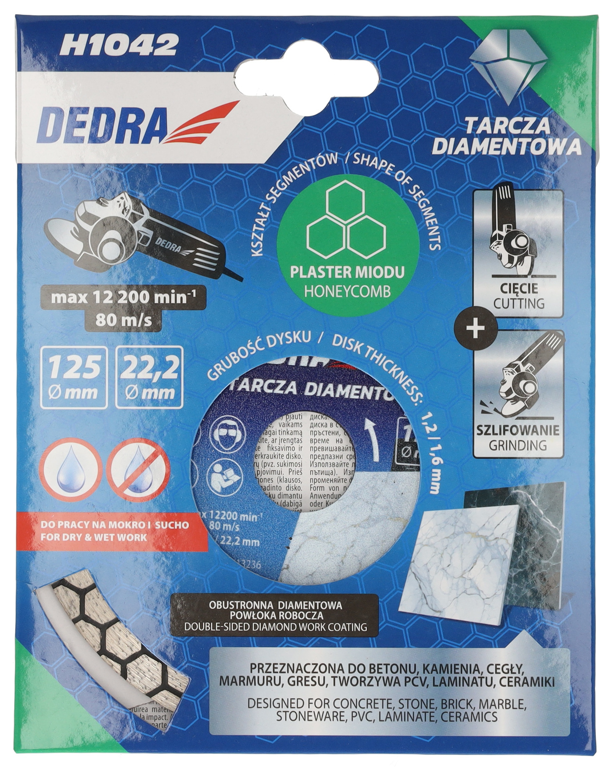 DEDRA H1042 TARCZA DIAMENTOWA 125mm PLASTER MIODU