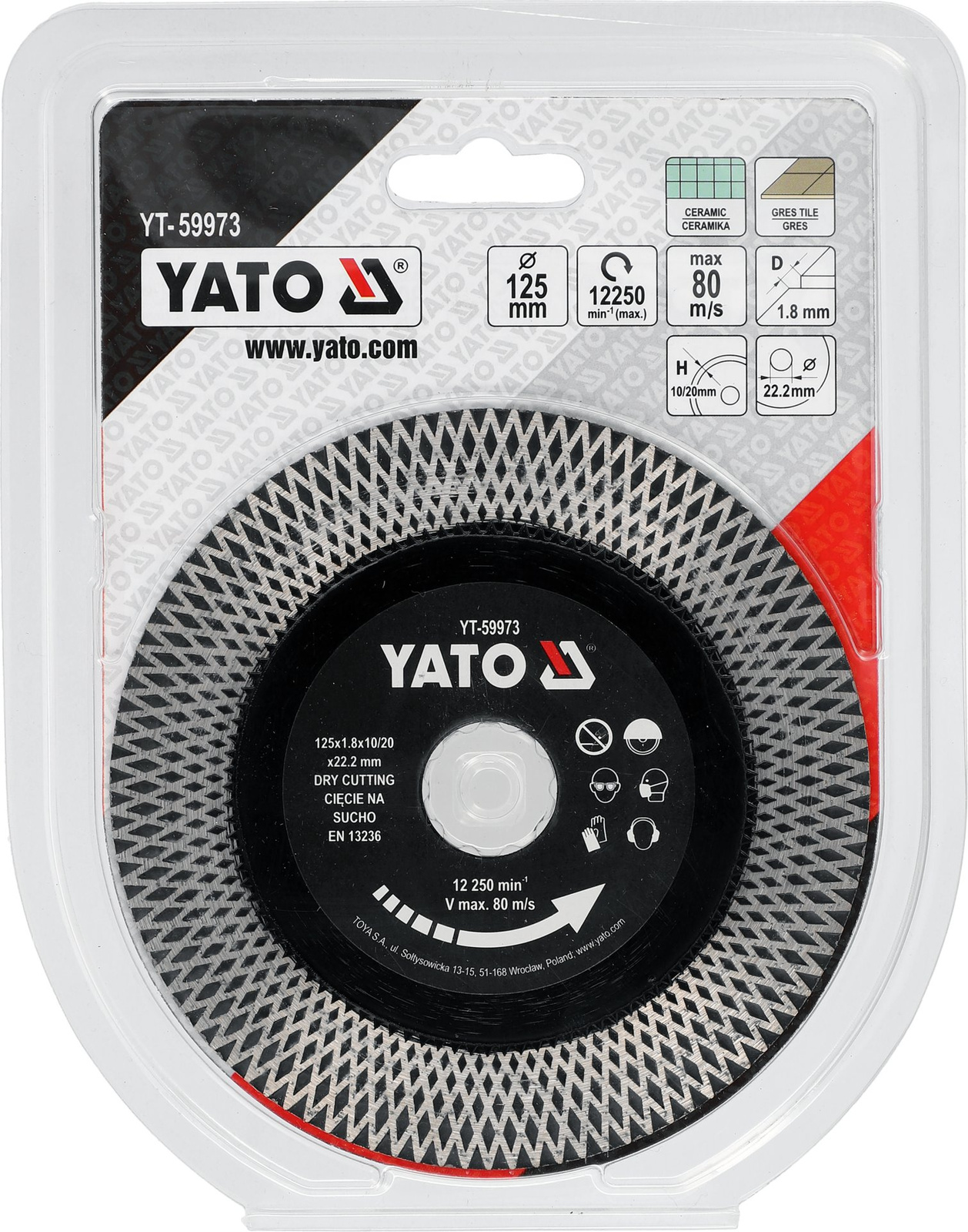 Yato YT-59973 Tarcza do ceramiki płytki szkło porcelana na sucho 125mm 65Mn