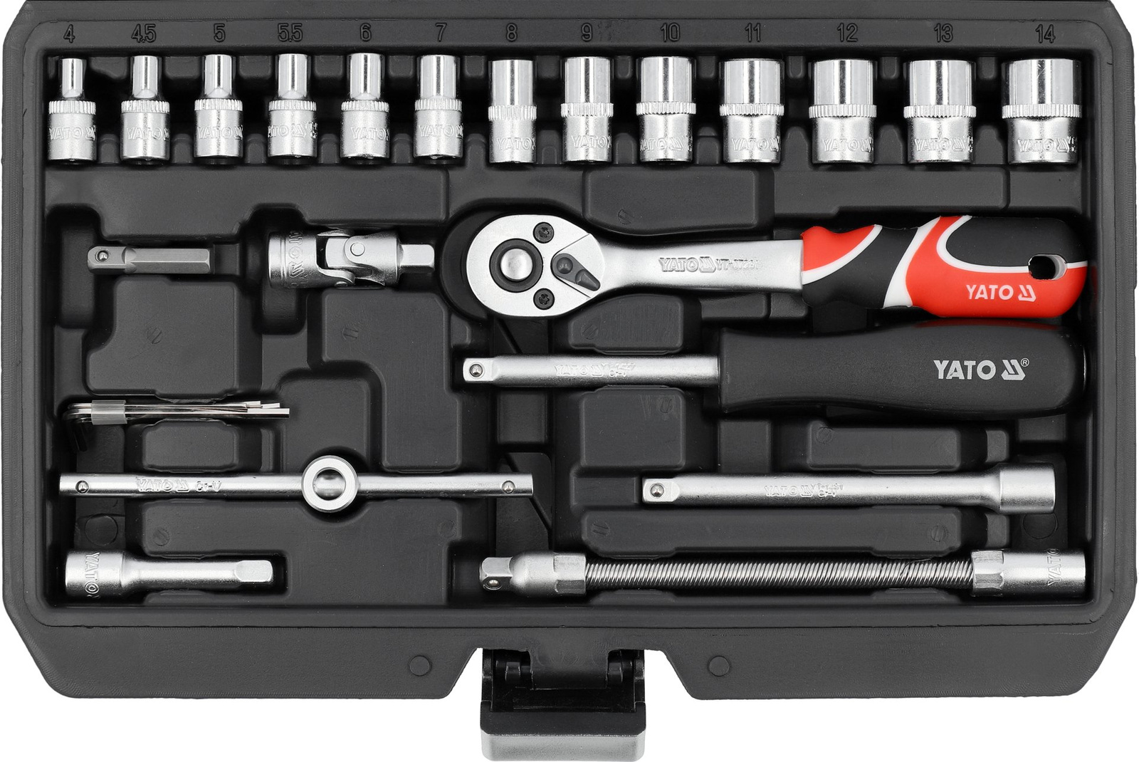 Yato YT-14502 Zestaw narzędziowy bity nasadki walizka narzędziowa 1/4" 68 e