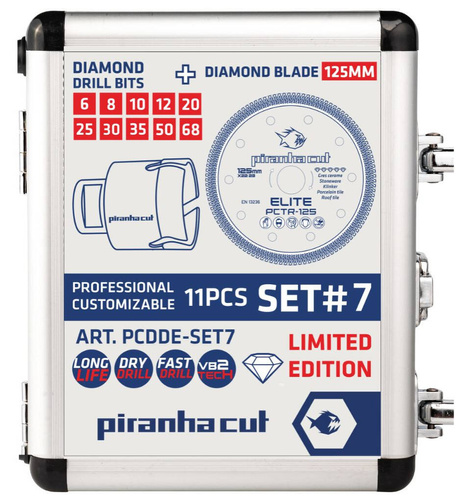PiranhaCut PCDDE-SET7 Zestaw otwornic tarcz gres