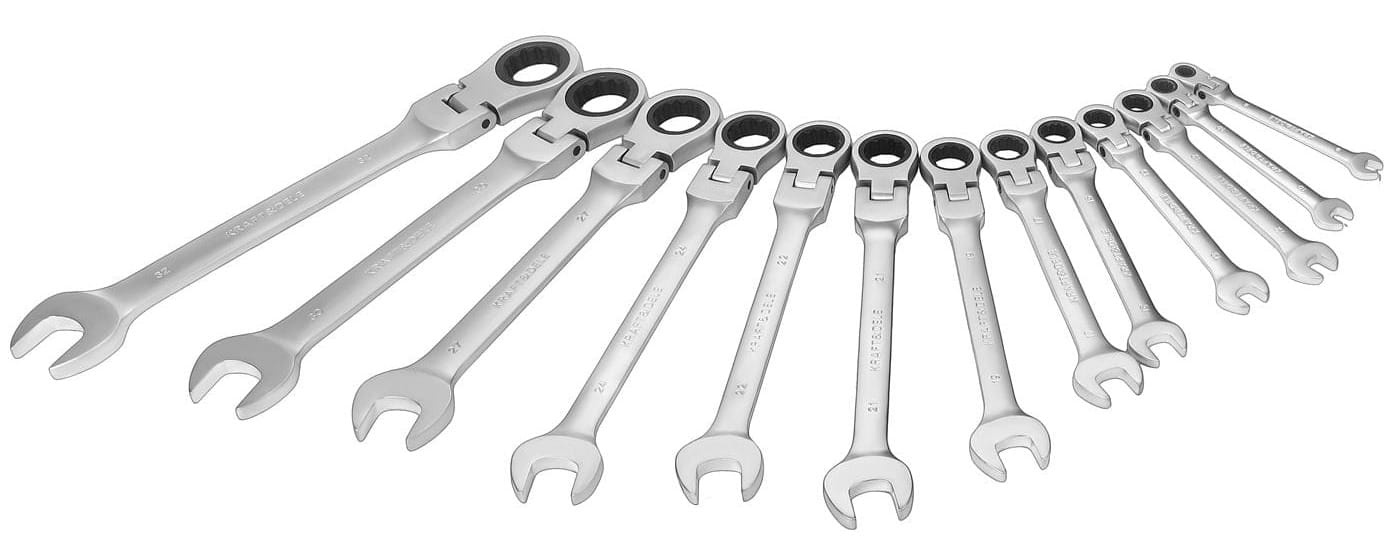 KRAFT&DELE KD11305 KLUCZE PŁASKO-OCZKOWE Z GRZECHOTKĄ ŁAMANE 13szt 8-32mm