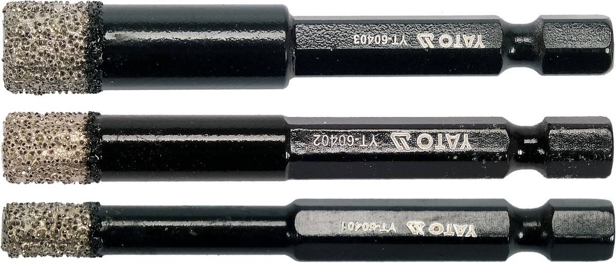 Yato YT-60409 3 diamentowe wiertła do gresu HEX