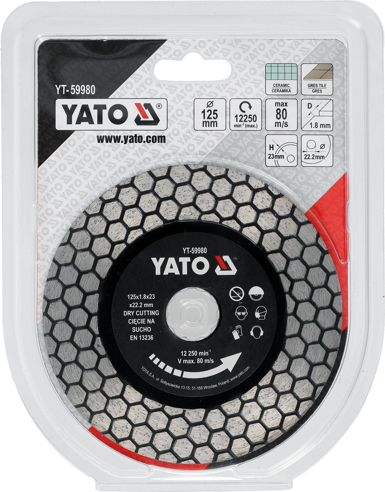 Yato YT-59980 Tarcza do szlifowania i cięcia gresu granitu 125 x 22,2 mm