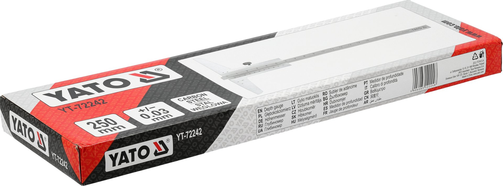 Yato YT-72242 Głębokościomierz suwmiarkowy tradycyjny kasetka 0-250 mm
