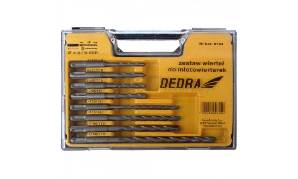 DEDRA 0704 Zestaw wierteł 8 szt.do betonu WALIZKA