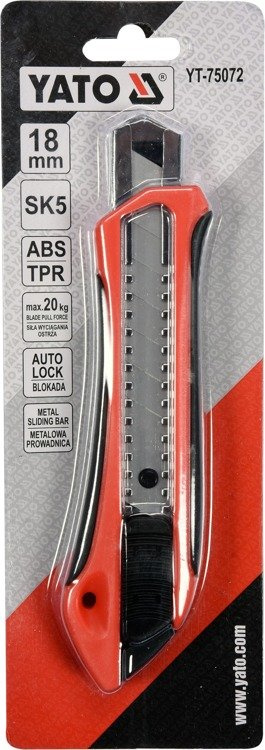 Yato YT-75072 Nożyk nóż do tapet tapeciak tapicerski z ostrzem łamanym 18mm