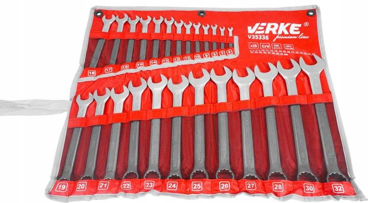 Verke V35336 Klucze płasko-oczkowe 25 el. 6-32mm