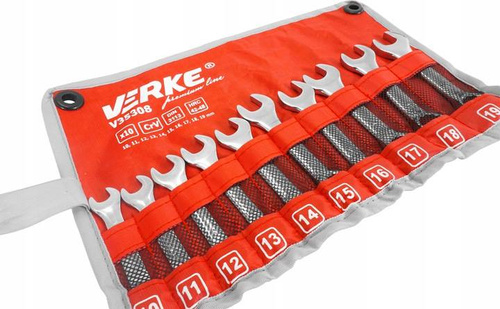 Verke V35308 Klucze płasko-oczkowe krótkie 10-19mm