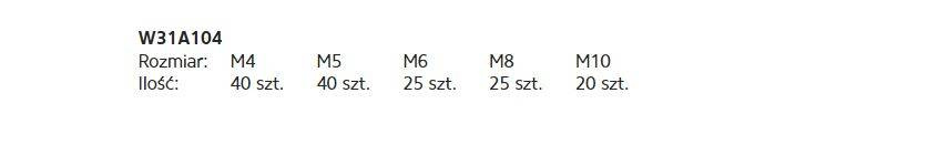 Waart W31A105 Nakrętki metryczne motylkowe 150szt.