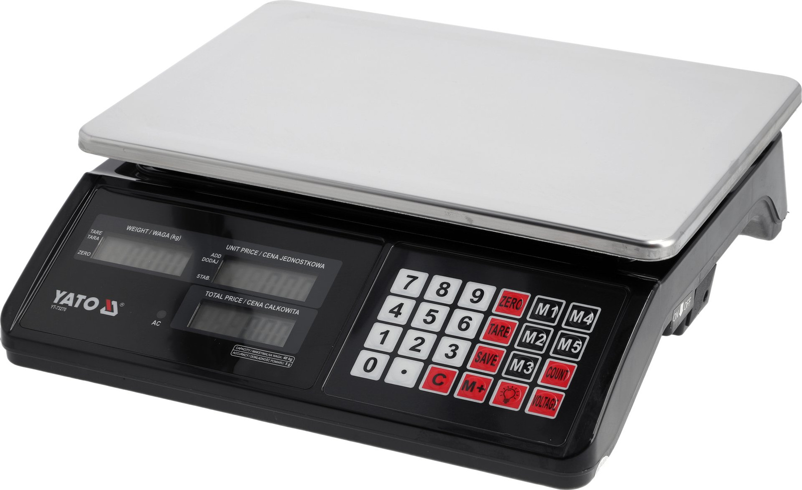 Yato YT-73270 Elektroniczna waga sklepowa magazynowa LCD 40 kg 5 g