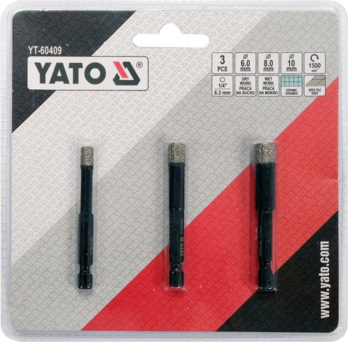 Yato YT-60409 3 diamentowe wiertła do gresu HEX