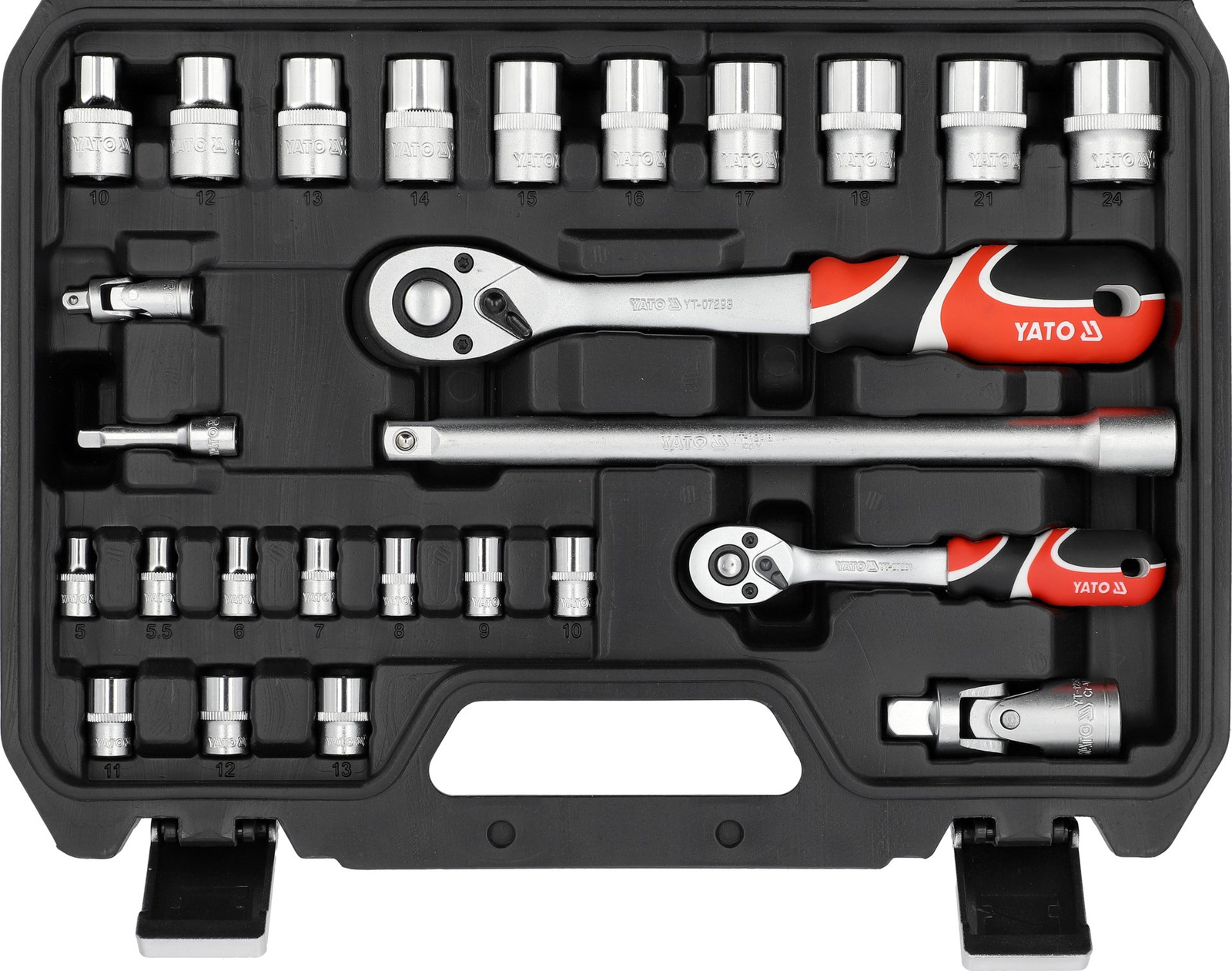 Yato YT-38742 Zestaw narzędziowy klucze nasadki walizka narzędziowa 1/4"