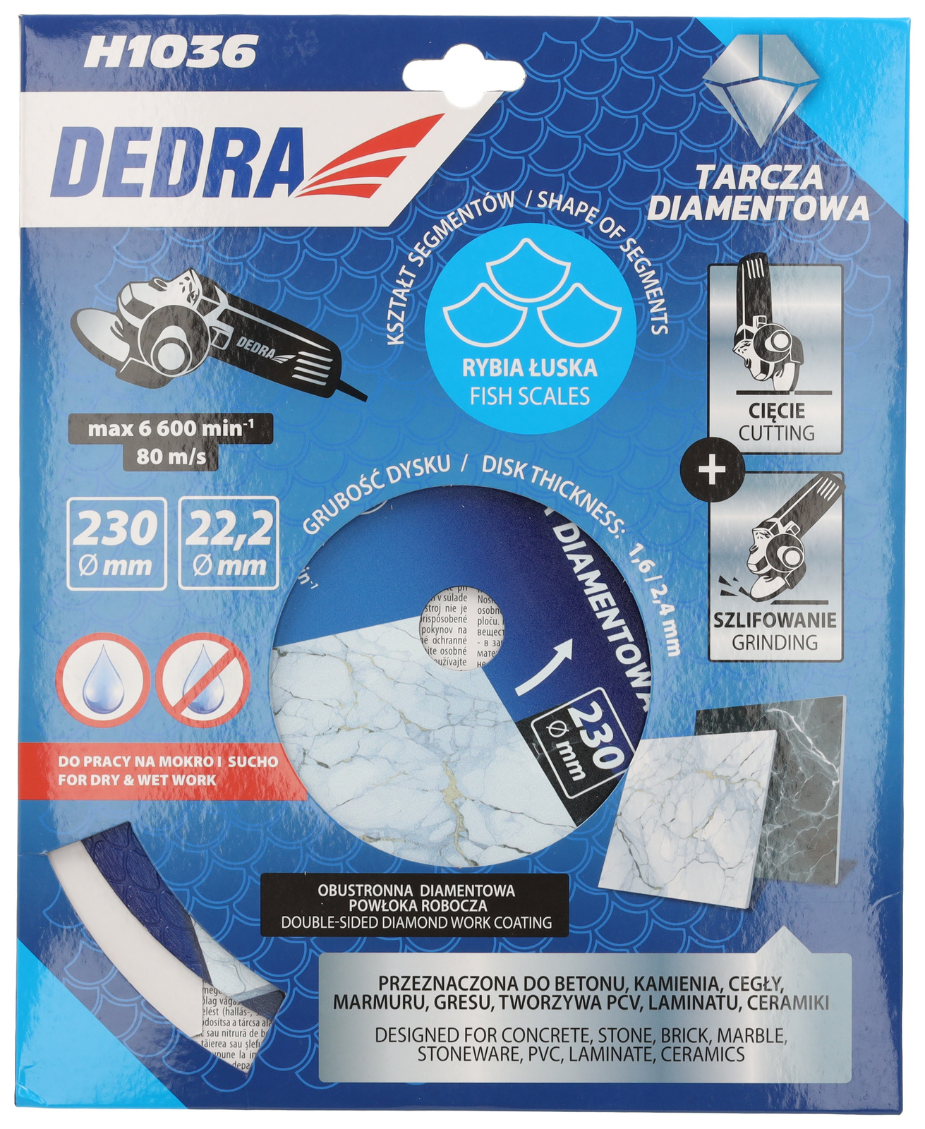 DEDRA H1036 TARCZA DIAMENTOWA 230mm ŁUSKA