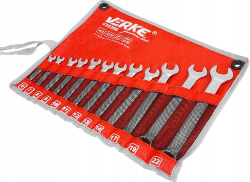 Verke V35306 Klucze płasko-oczkowe 12 el. 6-22mm