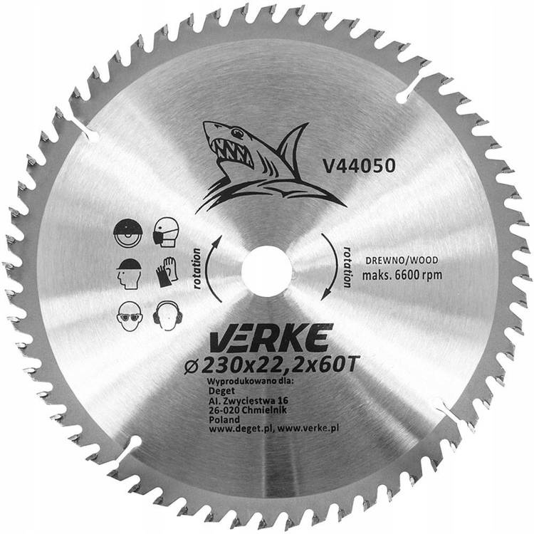 Verke V44050 Tarcza widiowa 230mm 60T 22,2mm