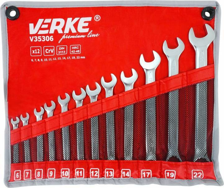 Verke V35306 Klucze płasko-oczkowe 12 el. 6-22mm