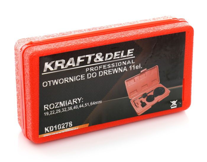 Kraft&Dele KD10278 Otwornice koronkowe do drewna w walizce 19-64 mm
