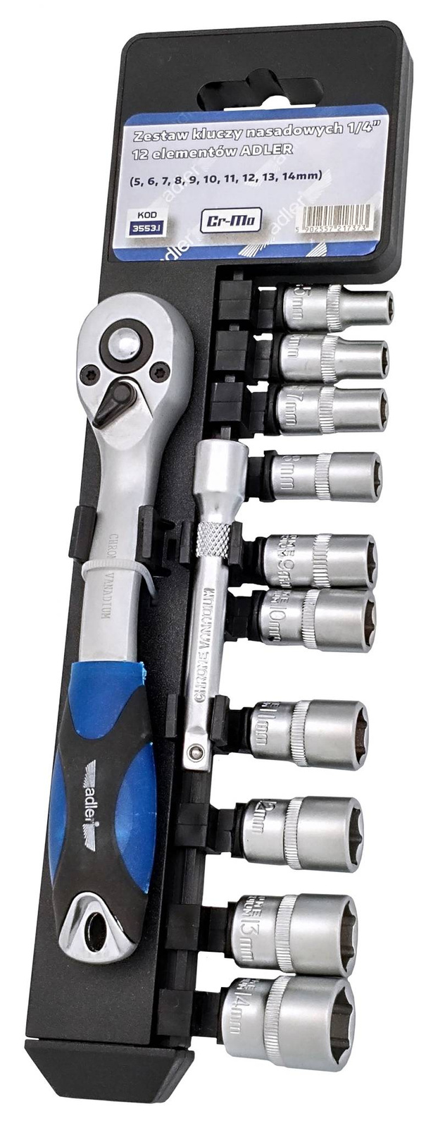 Adler 3553.1 Zestaw kluczy nasadowych 1/4'' 12 el