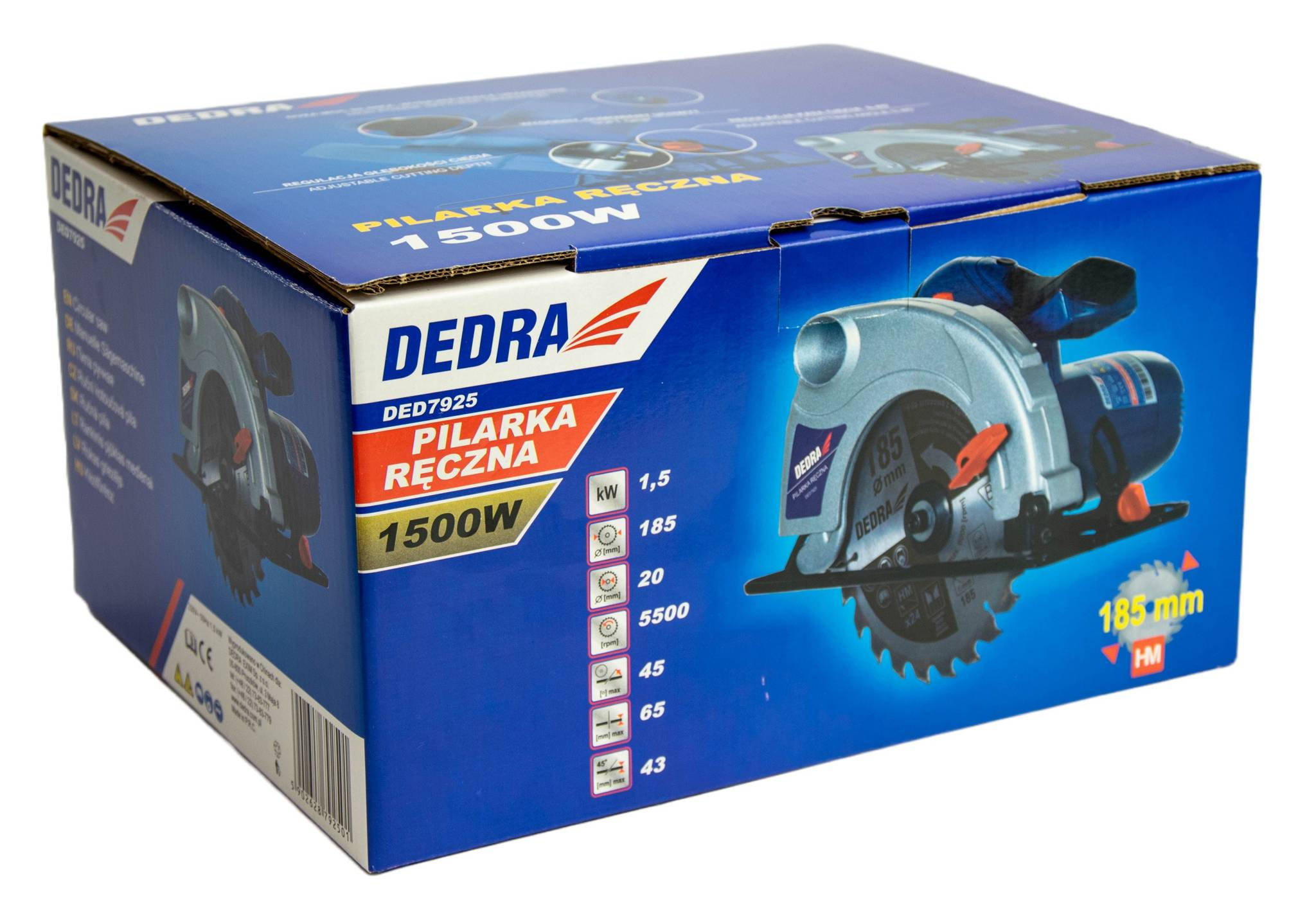 DEDRA DED7925 Pilarka ręczna tarczowa 1500W 185mm