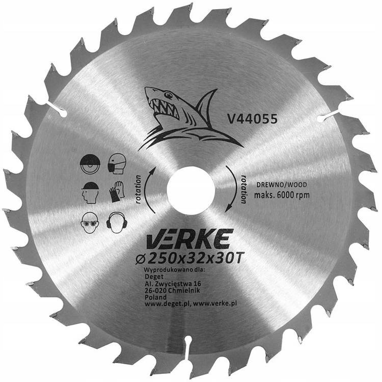 Verke V44055 Tarcza widiowa 250mm 30T 32mm