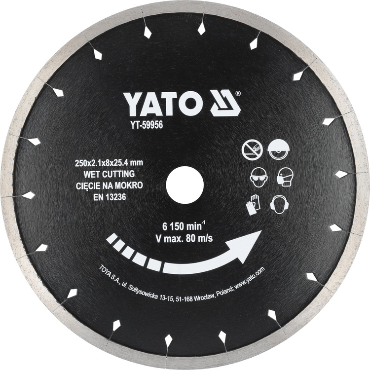 Yato YT-59956 Tarcza diamentowa do ceramiki i twardego gresu 250 / 25,4 mm