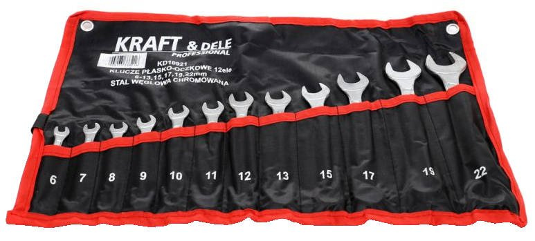 Kraft Dele KD10921 Klucze płasko-oczkowe 12el 6-22