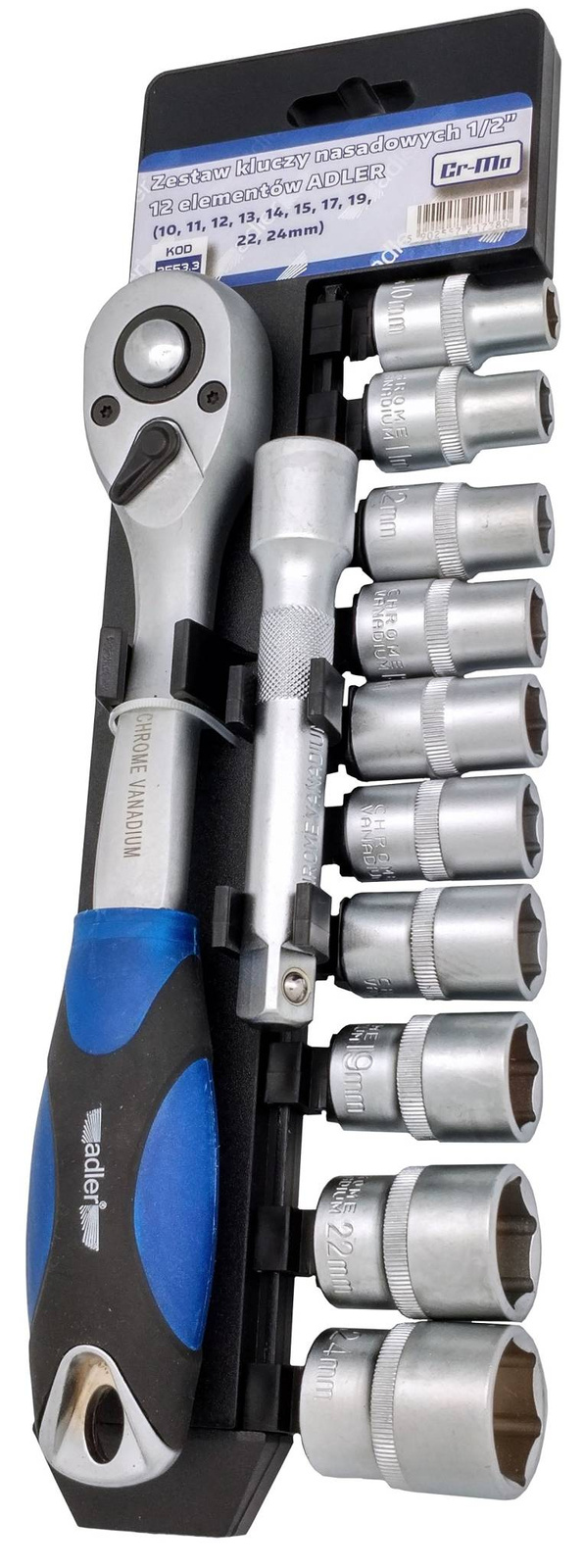 Adler 3553.3 Zestaw kluczy nasadowych 1/2'' 12 el