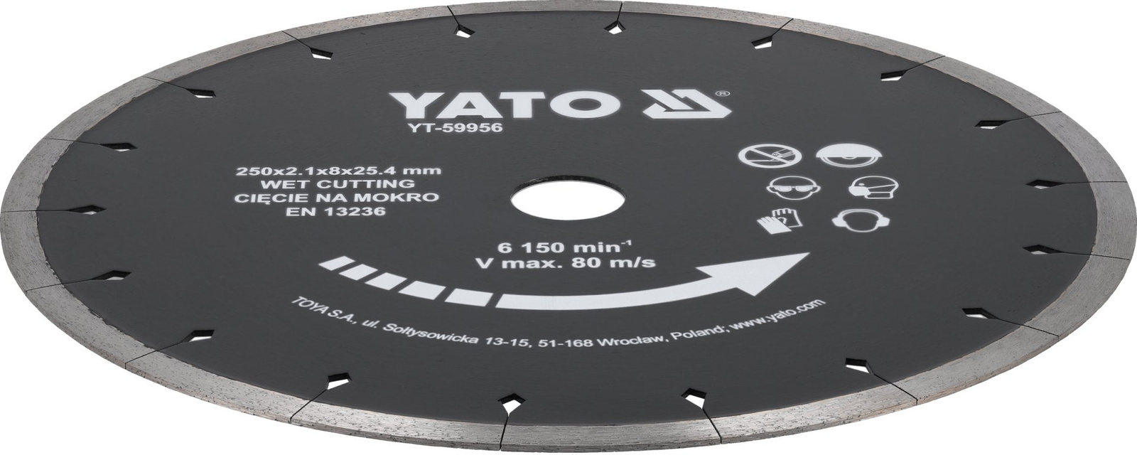 Yato YT-59956 Tarcza diamentowa do ceramiki i twardego gresu 250 / 25,4 mm