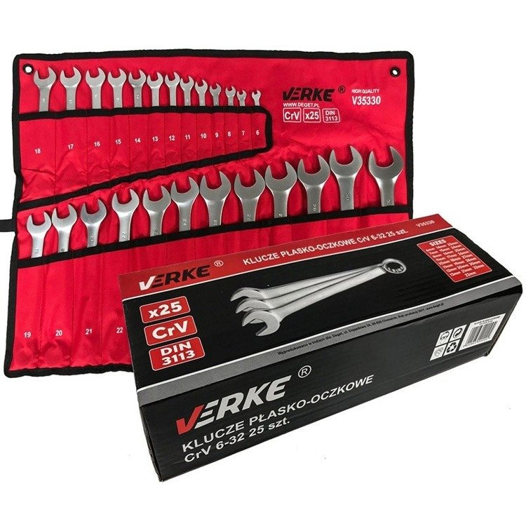 Verke V35330 Klucze płasko oczkowe 6-32 mm 25 szt