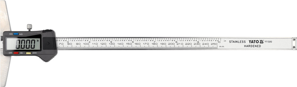 Yato YT-72252 Głębokościomierz elektroniczny cyfrowy kasetka LCD 0-250 mm