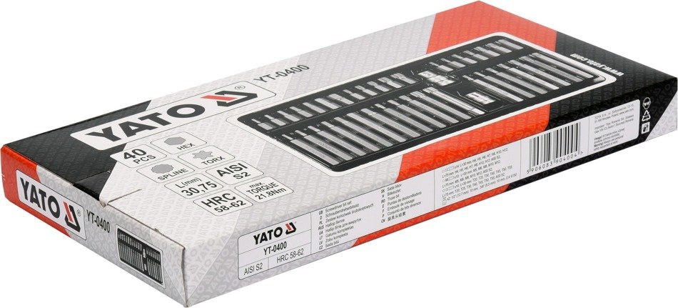YATO YT-0400 Zestaw bitów klucze imbus torx spline hex 40 el kaseta metal