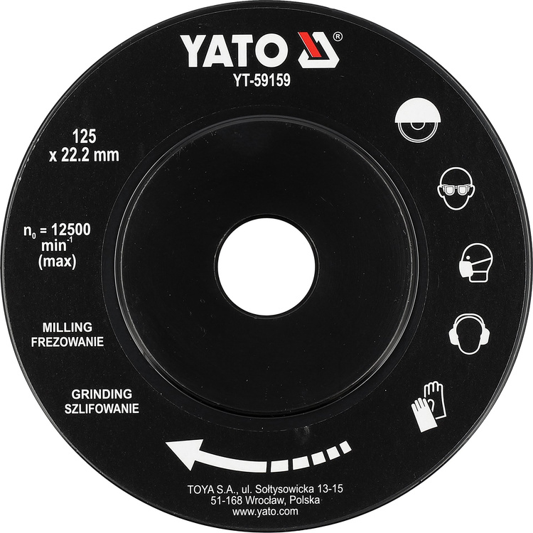 Yato YT-59159 Tarcza tarnik skośny do drewna betonu frez tarnikowy 125 mm
