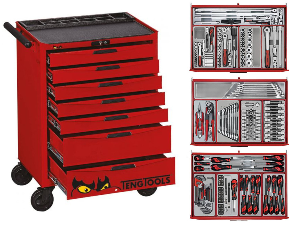 Teng Tools TCM2802 Wózek narzędziowy zamek blokda 7 szuflad wyposażony 282 e