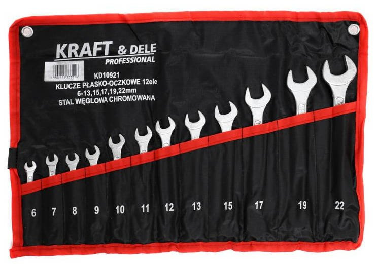 Kraft Dele KD10921 Klucze płasko-oczkowe 12el 6-22