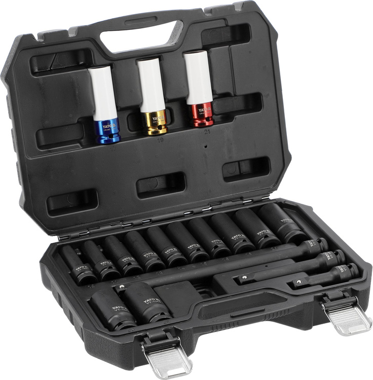 Yato YT-10566 Nasadki udarowe do kół długie zestaw nasadek  1/2" 10-24 mm