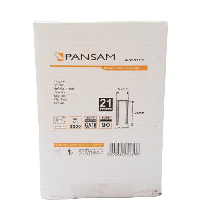 ZSZYWKI STOLARSKIE A536121 TYP90 dł. 21mm 2500szt.