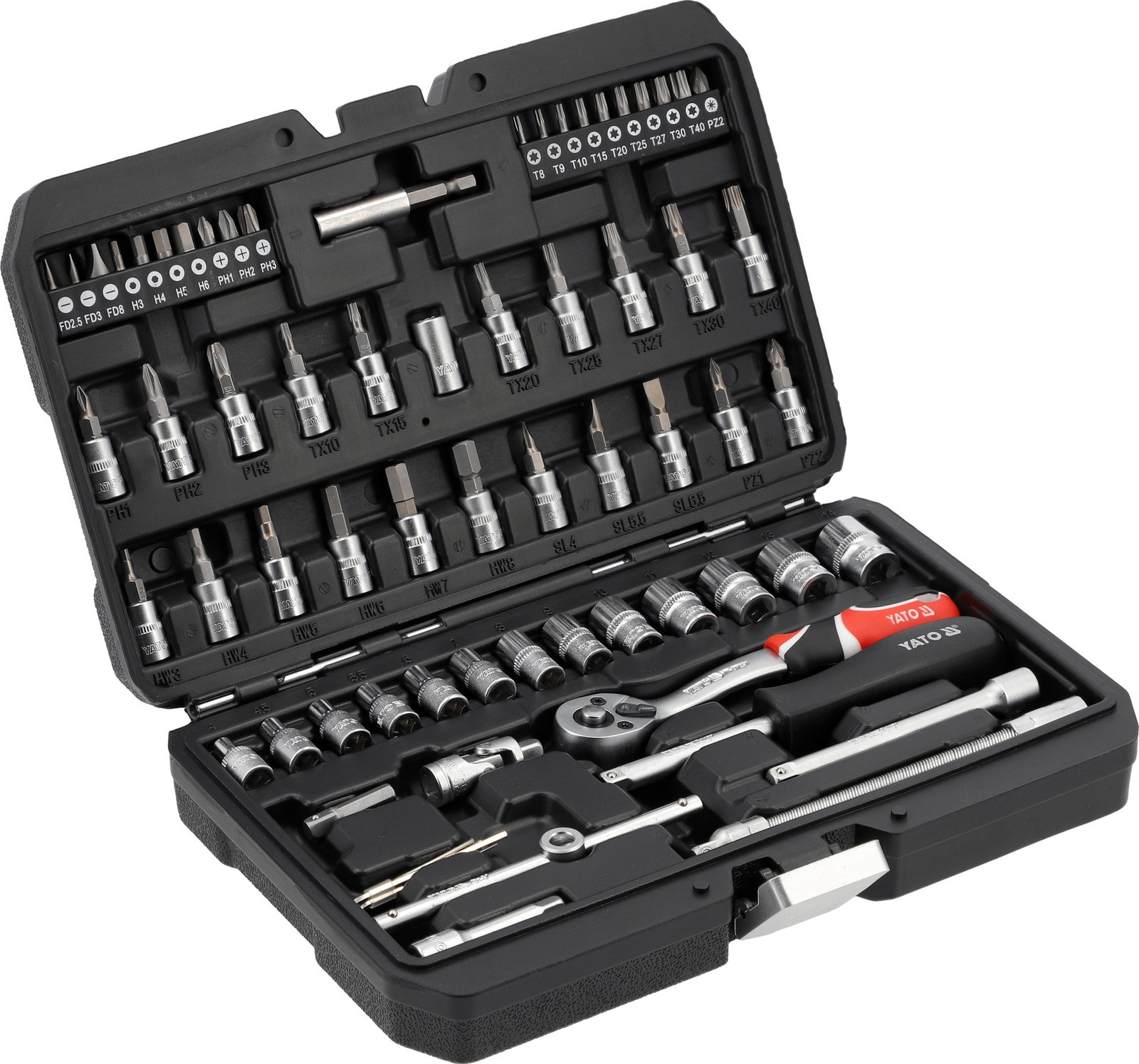 Yato YT-14502 Zestaw narzędziowy bity nasadki walizka narzędziowa 1/4" 68 e