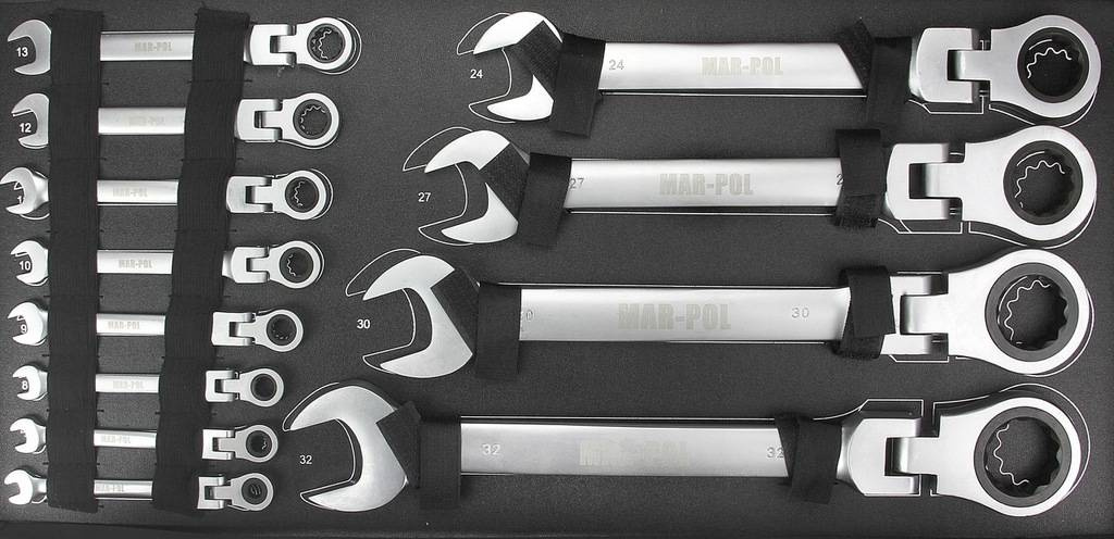 MAR-POL M58610 Zestaw kluczy płasko oczkowych 22el