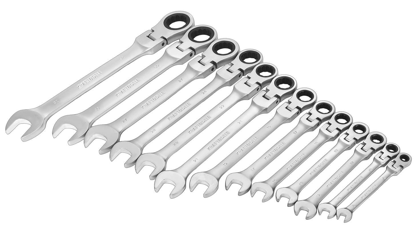 KRAFT&DELE KD11305 KLUCZE PŁASKO-OCZKOWE Z GRZECHOTKĄ ŁAMANE 13szt 8-32mm