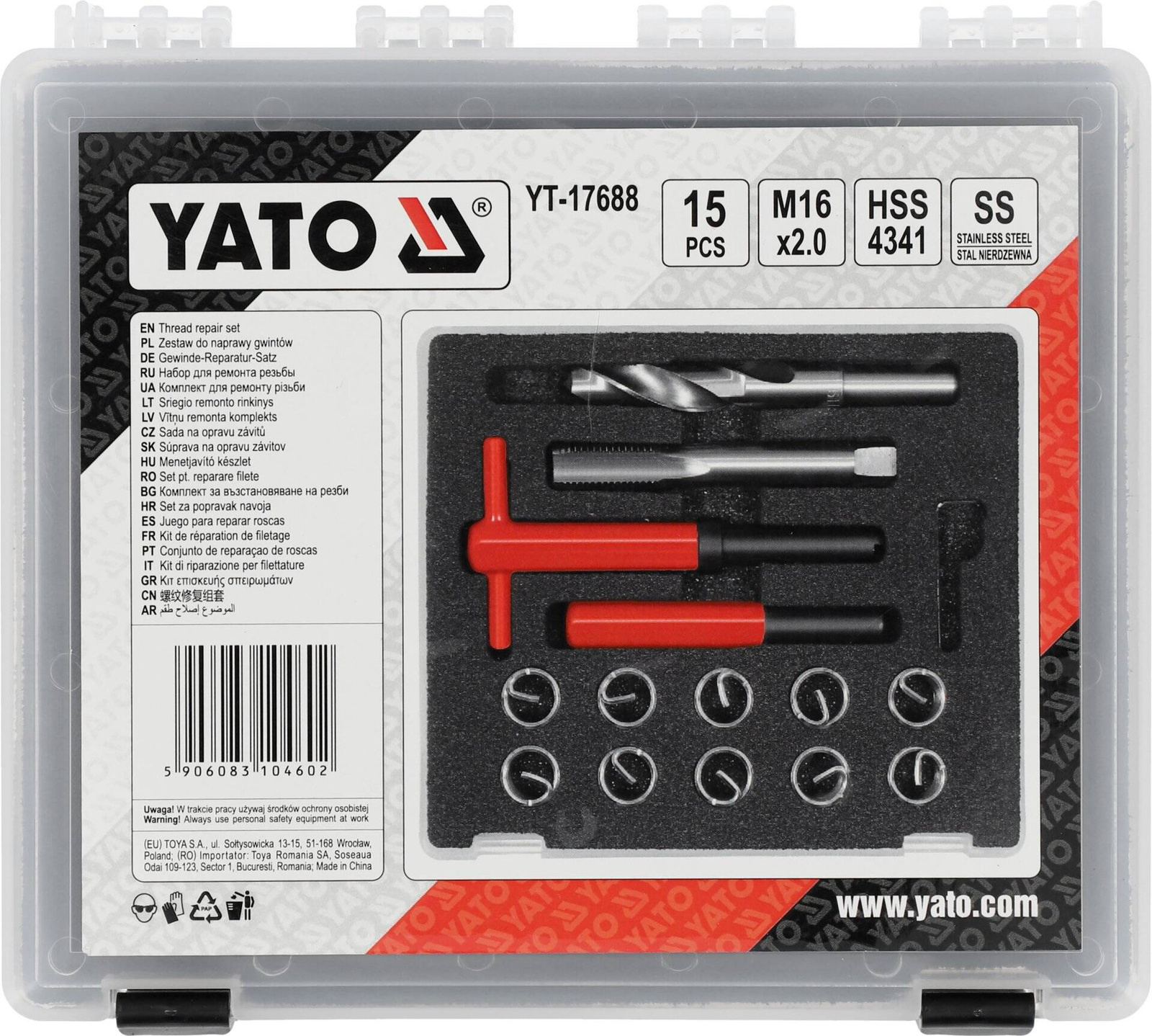 Yato YT-17688 Zestaw do naprawy gwintów M16x2,0