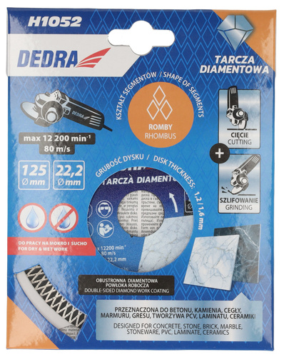 DEDRA H1052 TARCZA DIAMENTOWA 125mm ROMBY