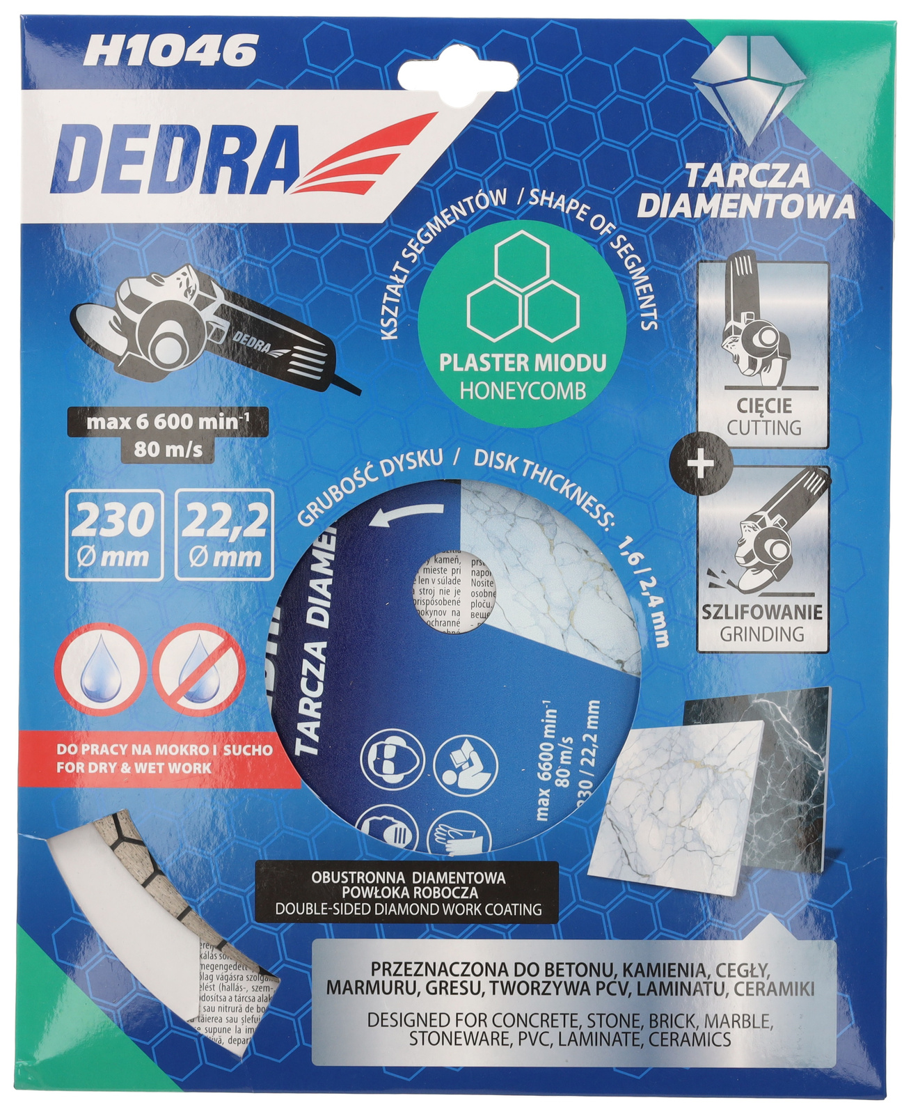 DEDRA H1046 TARCZA DIAMENTOWA 230mm PLASTER MIODU