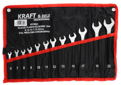 Kraft Dele KD10921 Klucze płasko-oczkowe 12el 6-22