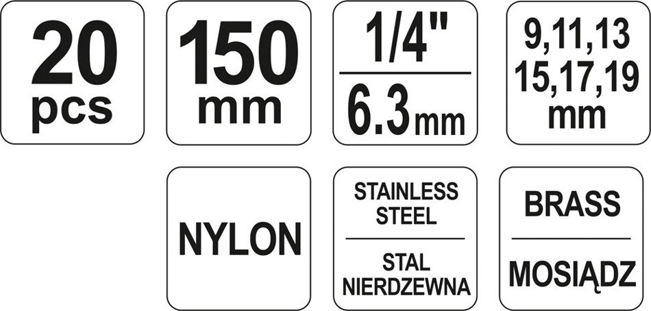 YATO YT-08195 ZESTAW SZCZOTEK DO GNIAZD ŚWIEC 20CZ