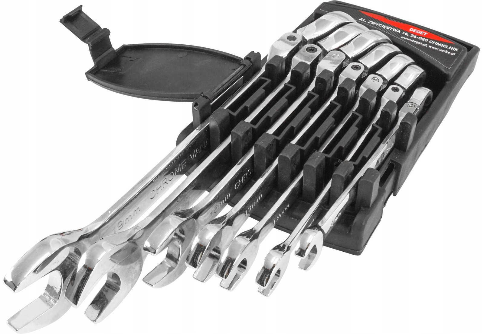 Verke V35401 Klucze płasko-oczkowe z grzechotką 7