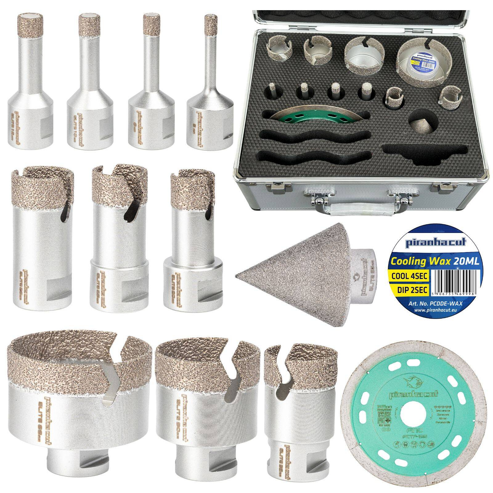 PiranhaCut PCDDE-SET7 Zestaw otwornic tarcz gres