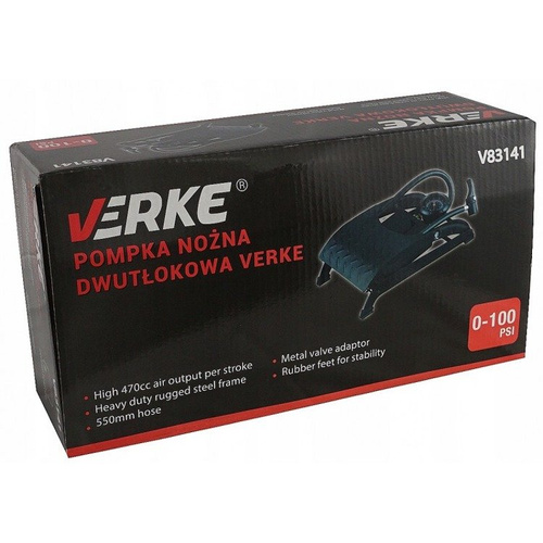 Verke V83141 Pompka nożna dwutłokowa manometr  