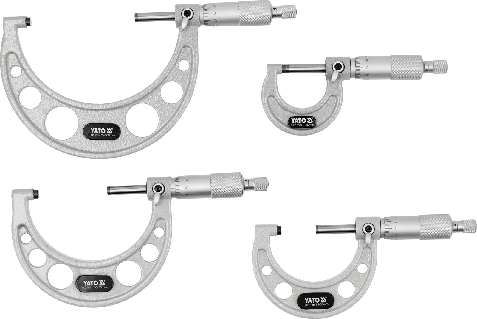 Yato YT-72304 Zestaw czterech mikrometrów zewnętrznych walizka 0-100 mm