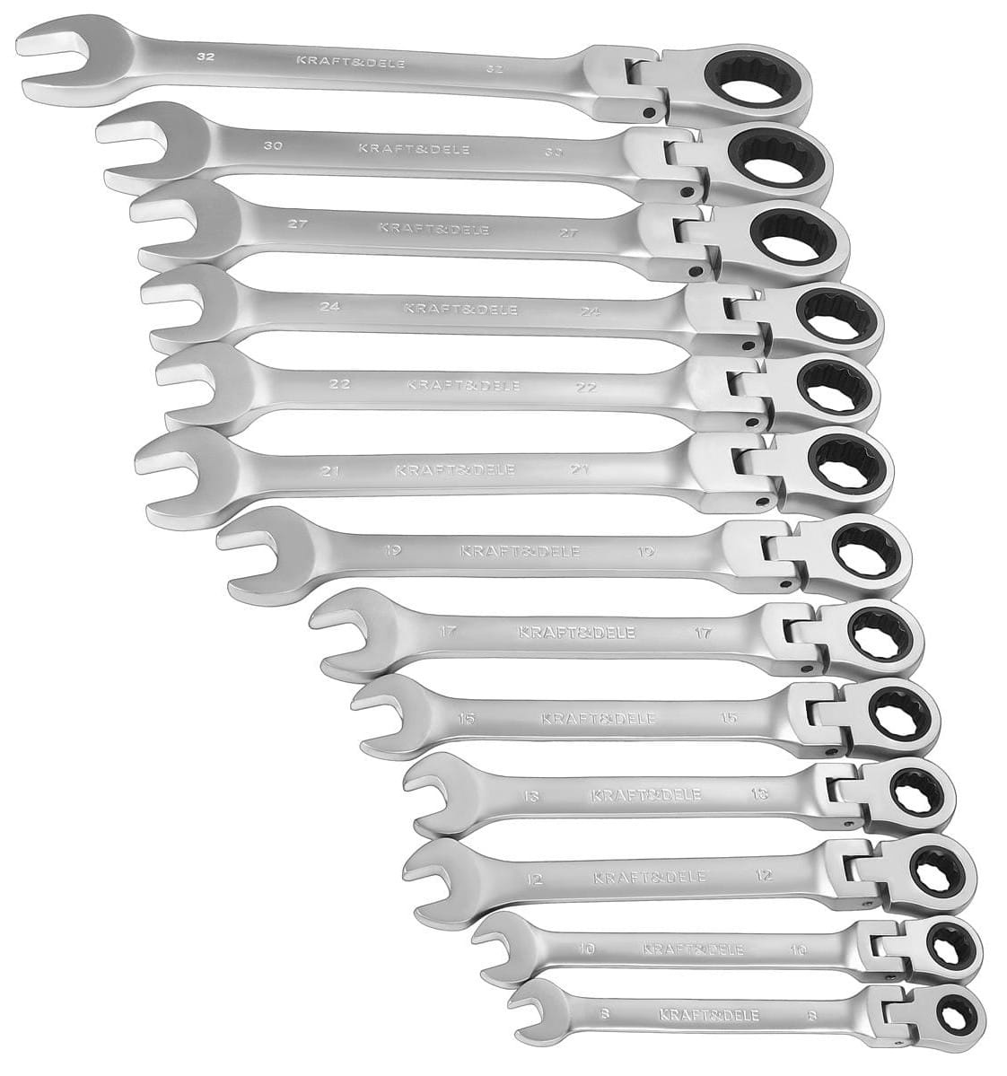 KRAFT&DELE KD11305 KLUCZE PŁASKO-OCZKOWE Z GRZECHOTKĄ ŁAMANE 13szt 8-32mm