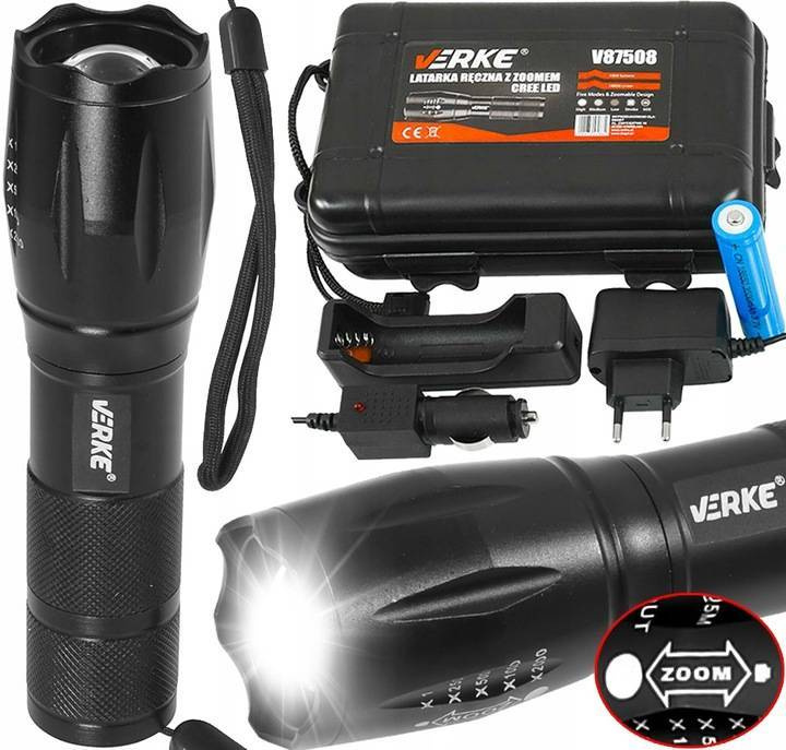 Verke V87508 Latarka ręczna z zoomem